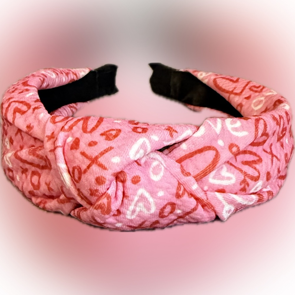 🏷️‼️5/$25🏷️‼️❤️🩷Chic Pink🩷Heart & XO❤️Patterned Headband/NWOT❤️🩷